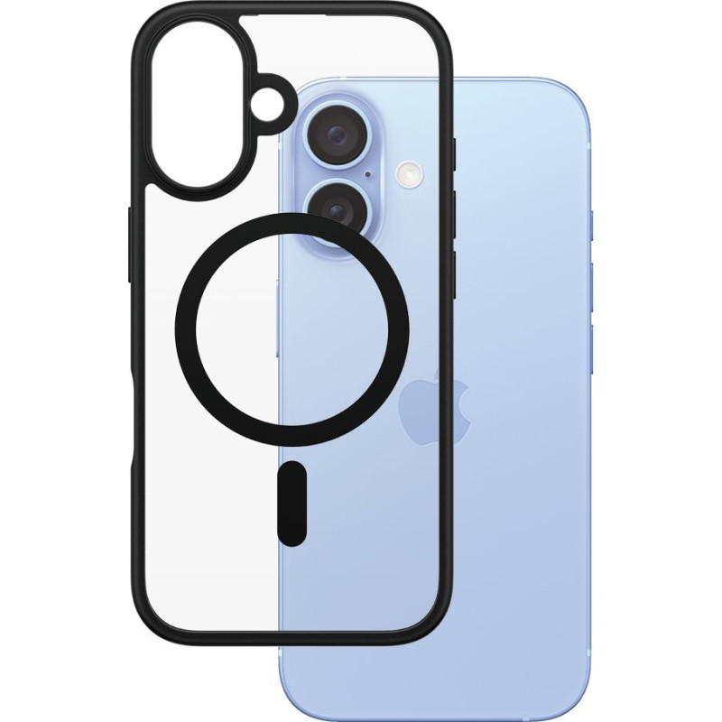 Panzerglass ® HardCase Transparent w. Black MagSafe & Frame iPhone 16 mobilo telefonu apvalks Aploksne Melns