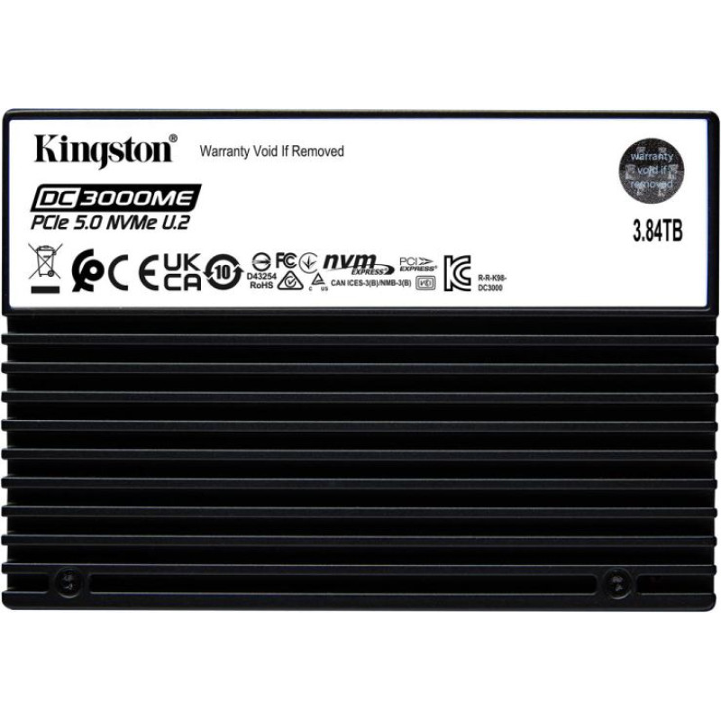 Kingston SSD|KINGSTON|SSD series DC3000ME|3.84TB|NVMe|NAND flash technology 3D TLC|Write speed 5800 MBytes/sec|Read speed 14000 MBytes/sec|Form Factor U.2|TBW 7.008 TB|MTBF 2000000 hours|SEDC3000ME/3T8