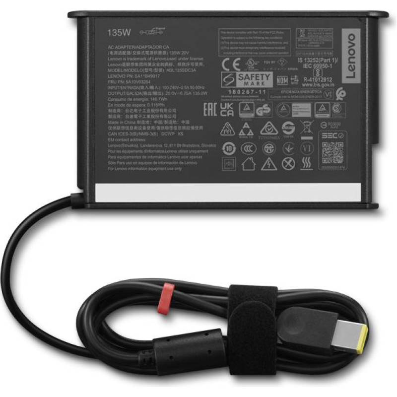 Lenovo 4X21L38724 strāvas adapteris & pārveidotājs Iekštelpas Melns