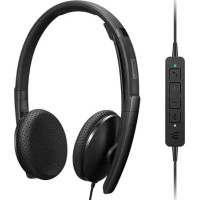 Lenovo - Headset - on-ear - wired - USB-C - black