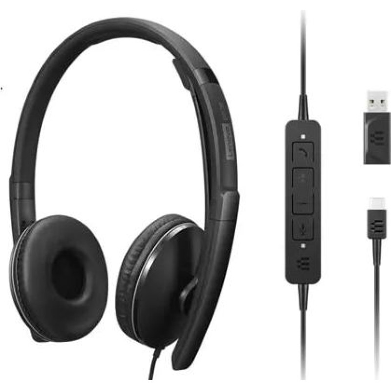 Lenovo 4XD1M39029 austiņas un brīvroku komplekts Vadu USB Veids-C Melns