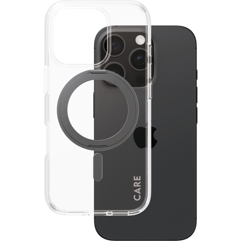 Panzerglass CARE™ by ® Case Transparent w. Black Kickstand & MagSafe iPhone 16 Pro mobilo telefonu apvalks Aploksne Melns