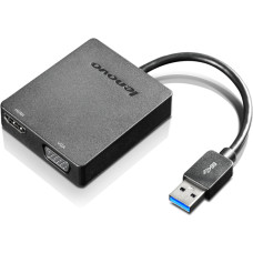 Lenovo Universal USB 3.0 to VGA/HDMI USB grafiskais adapteris Melns